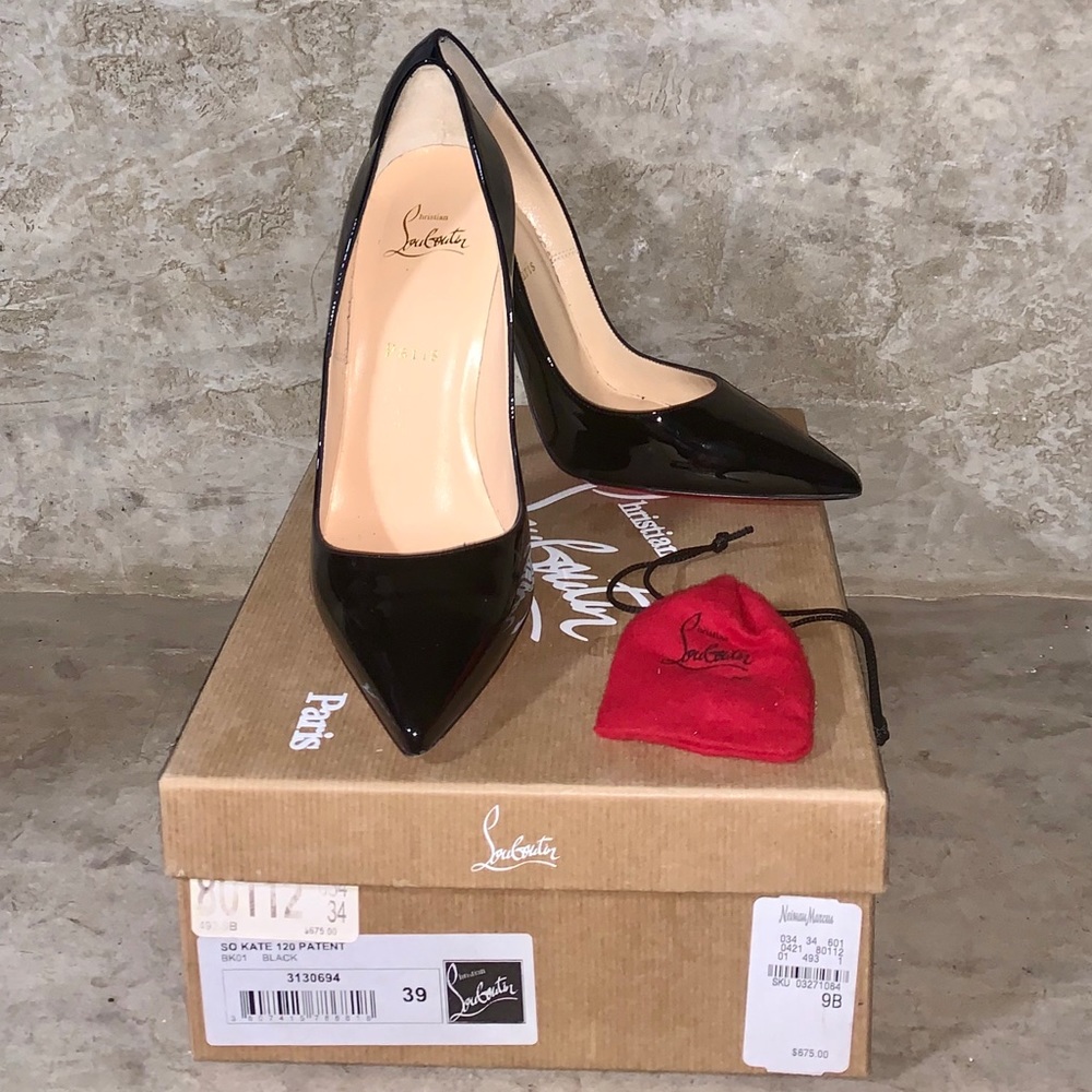Christian Louboutin so Kate 120 BLK Patent SZ 39